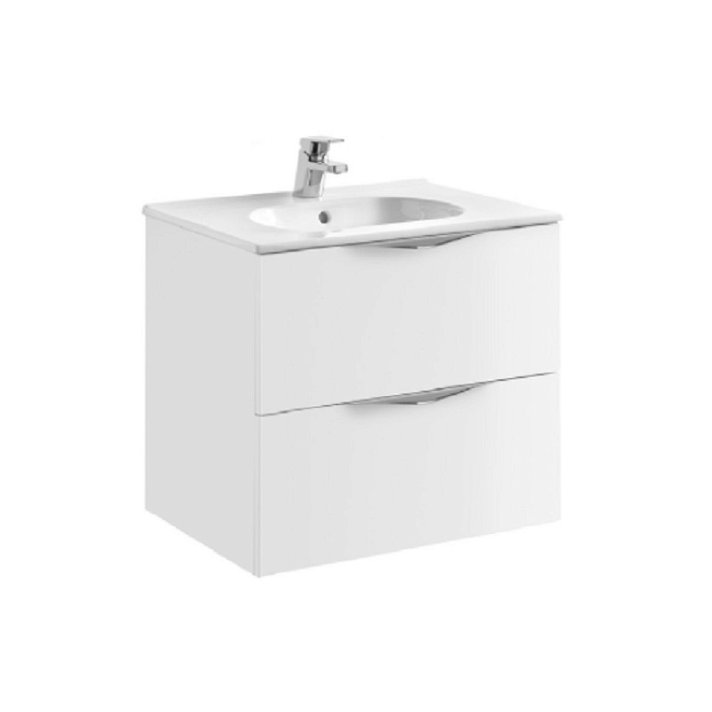 Mueble con lavabo de dos cajones de 60 cm hecho en aglomerado con acabado color blanco Ágata Gala