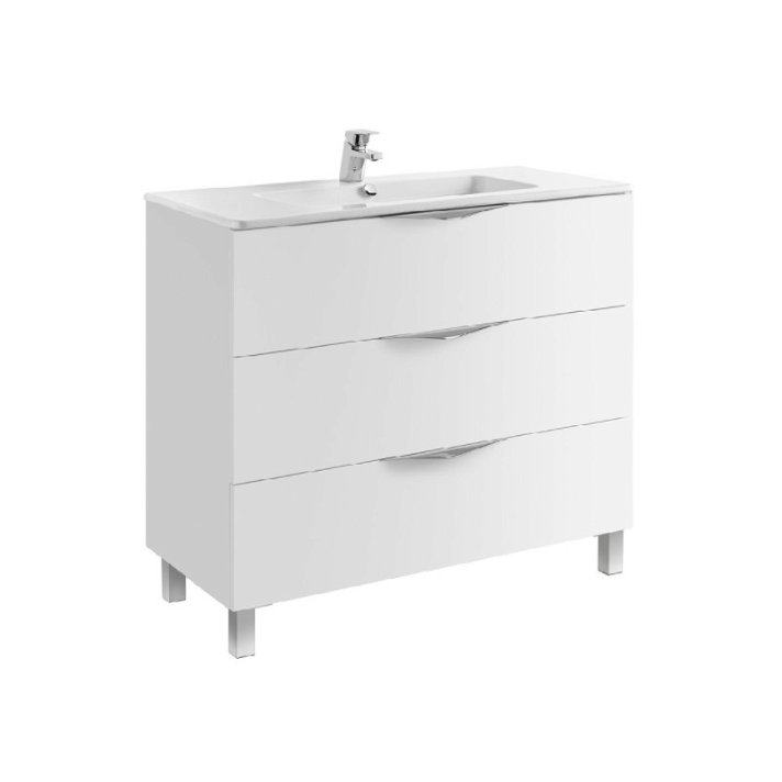 Mueble con lavabo 3 cajones fabricado en MDF de 100 cm de color blanco Ágata Gala