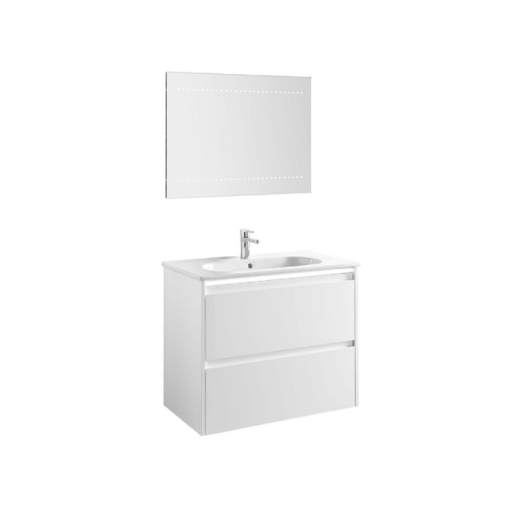 Conjunto de baño de 80 cm de aglomerado con un acabado en color blanco brillante Klea Gala