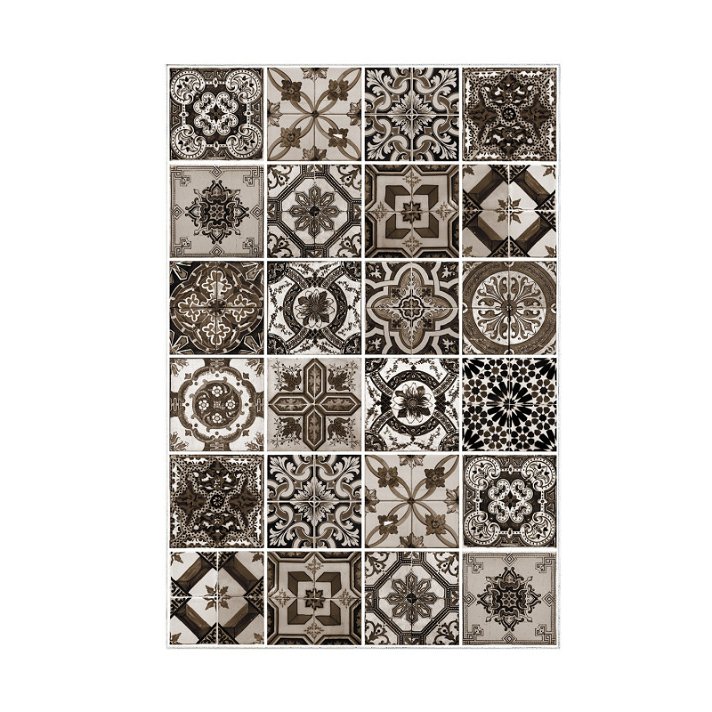 Alfombra de poliamida de 230x160 cm con un estampado de azulejos en acabado color marrón Forme