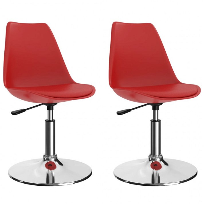Pack de sillas giratorias de cuero sintético rojo VidaXL