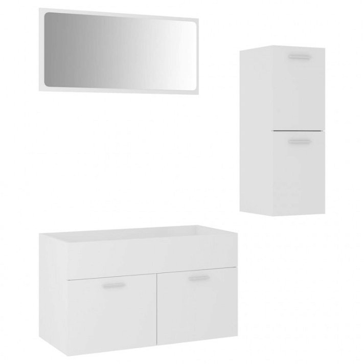 Conjunto de móveis para casa de banho base 80 cm branco-brilhante Vida XL