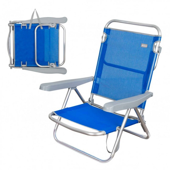 Silla de playa plegable de aluminio y cinco posiciones en acabado de color azul AKTIVE