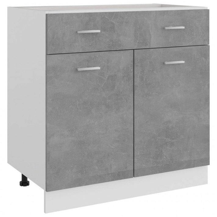 Armário inferior de cozinha com gaveta e portas 80 cm cinzento-betão Vida XL