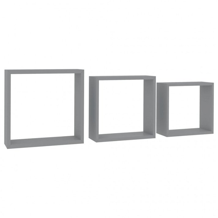 Set di tre mensole a forma di cubo grandi per interni di colore grigio VidaXL