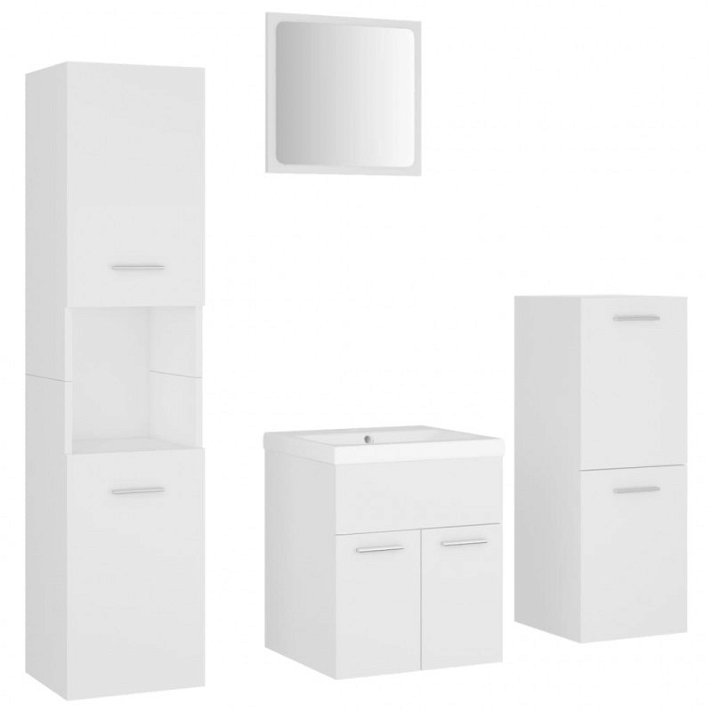 Conjunto de móveis de casa de banho de 4 peças branco VidaXl
