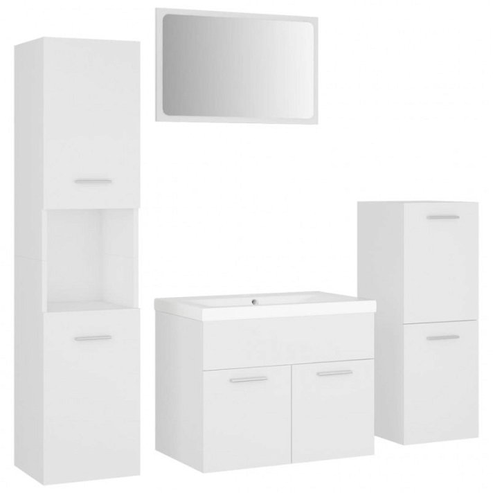 Conjunto de móveis de casa de banho com 4 peças branco VidaXL