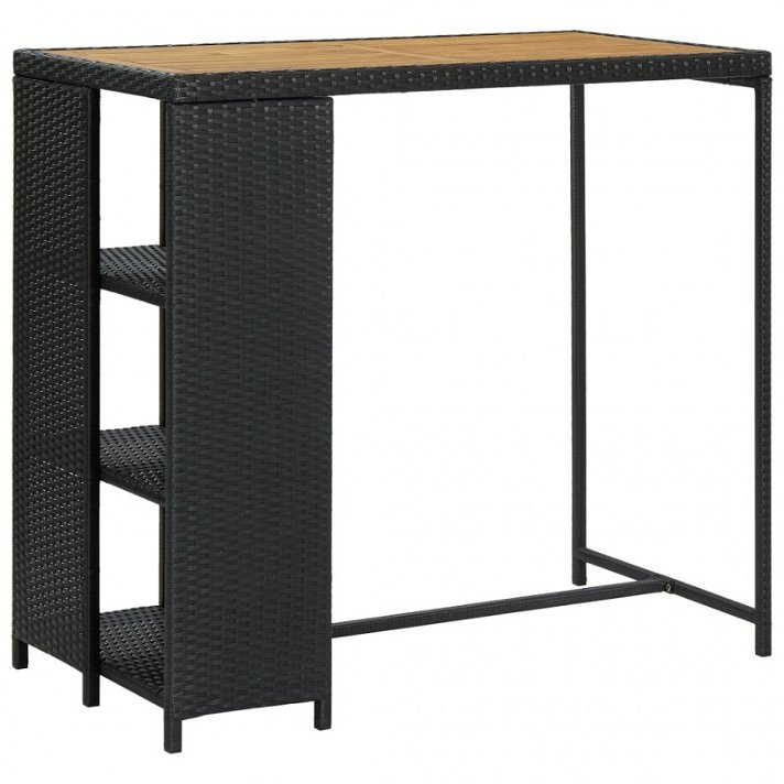 Table en acacia et rotin synthétique noir de 120 x 110 x 60 cm Vida XL
