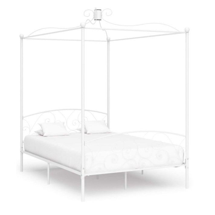 Estructura de cama dosel metal blanco de 120x200 cm VidaXL