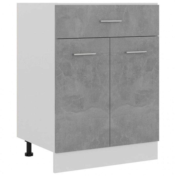 Armário inferior de cozinha com gaveta e portas cinzento-betão Vida XL