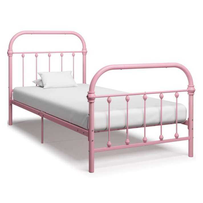 Estructura de cama fabricada en metal para varias medidas de colchones con acabado rosa VidaXL