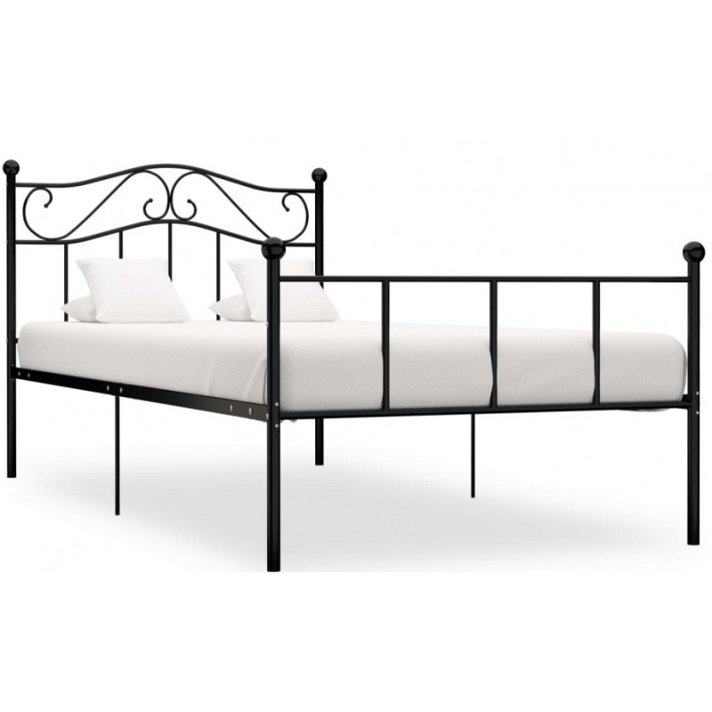 Estrutura de cama de metal maciço preto Vida XL