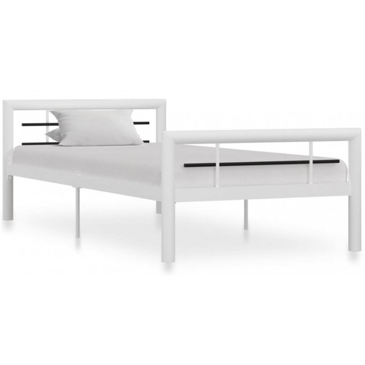 Estructura de cama de metal blanco con negro VidaXL