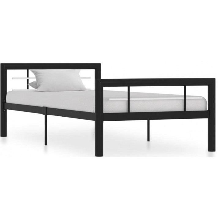Estructura de cama de metal negro con blanco VidaXL