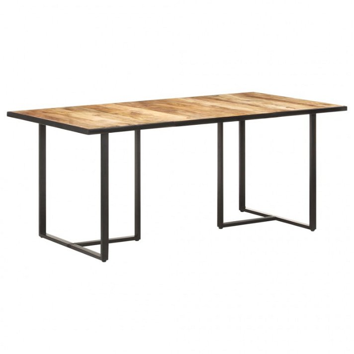 Tavolo in legno massiccio di mango grezzo e struttura in ferro di 180x76x90 cm VidaXL
