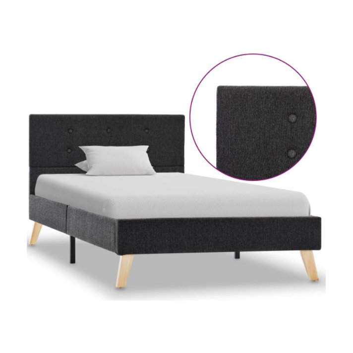Estructura de cama tapizada en tela gris oscuro VidaXL