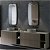 Meuble avec quatre modules tiroirs et niches avec vasques finition orme gris et poignées sable MIO Royo