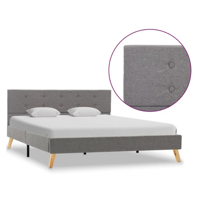 Estructura de cama tapizada en tela gris claro 145 cm VidaXL