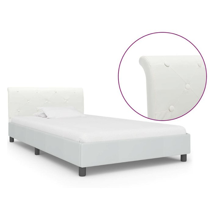 Estructura cama cuero sintético blanco 94 cm VidaXL