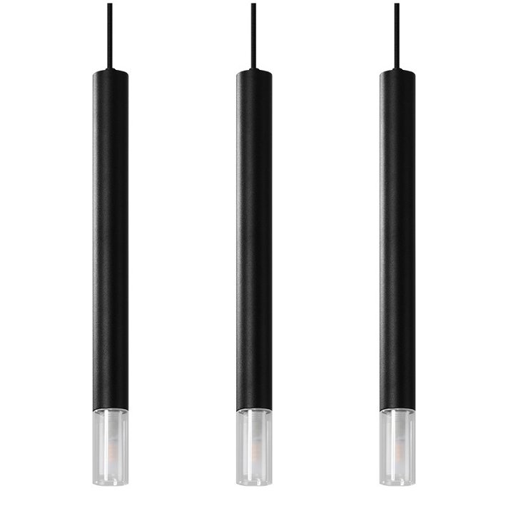 Lámpara colgante fabricada en vidrio y metal con un acabado negro Wezyr 3 Sollux