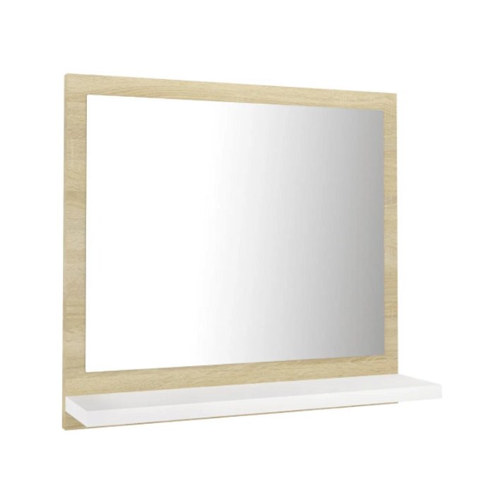 Espejo de baño con estante 40x37 cm blanco y roble VidaXL