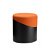 Puff de chapa metálica y malla de tapicería en acabado color negro y naranja Forme