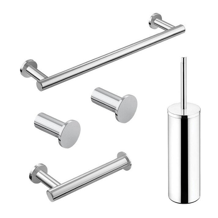 Set di accessori per il bagno moderno con finitura cromata e in acciaio inox Architect Suelo Cosmic