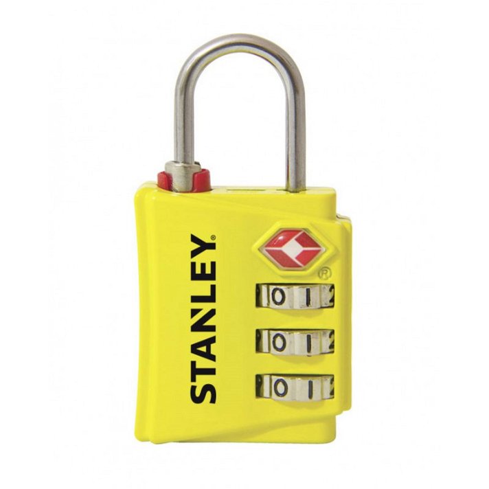 Candado para equipaje de 3 cm con combinación de tres dígitos con un indicador rojo de seguridad Stanley