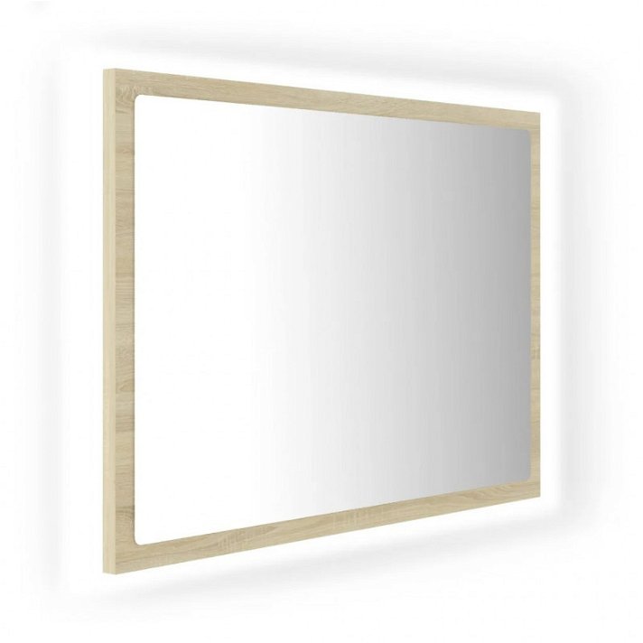 Espejo de baño con LED rectangular 60x37 cm roble VidaXL