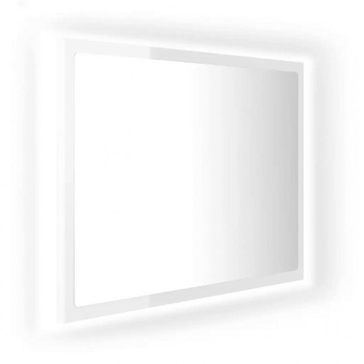 Espejo de baño con LED rectangular 60x37 cm blanco brillante VidaXL