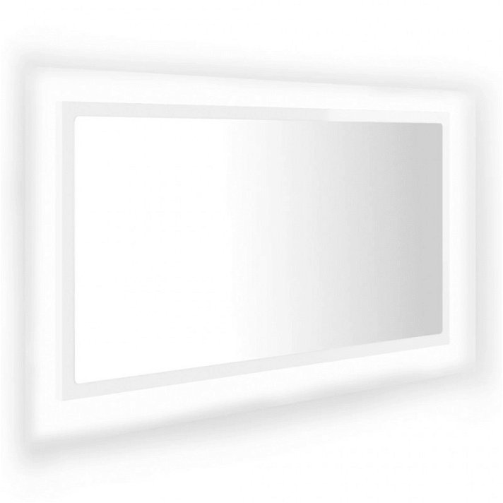 Espejo para baño con LED rectangular 80x37 cm blanco brillante VidaXL