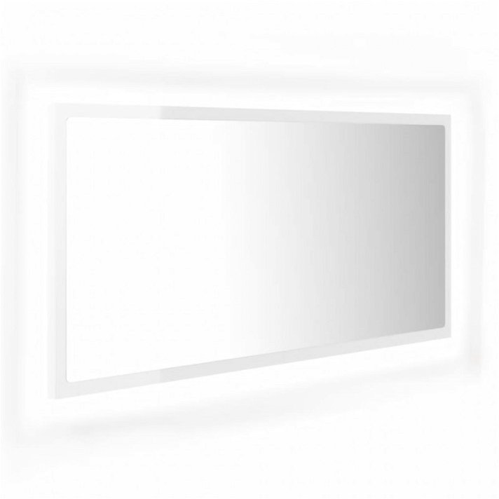 Espejo de baño con LED rectangular 90x37 cm blanco brillante VidaXL