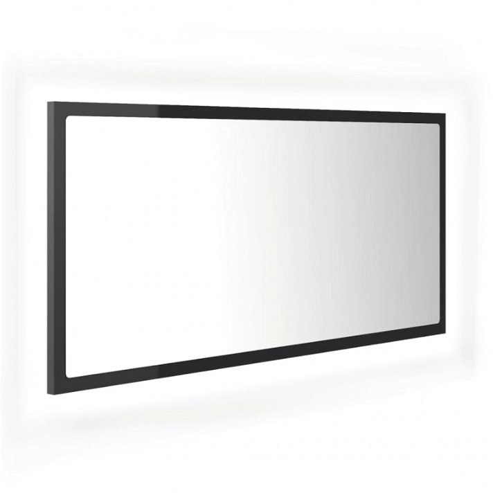 Espejo de baño con LED rectangular 90x37 cm gris brillante VidaXL