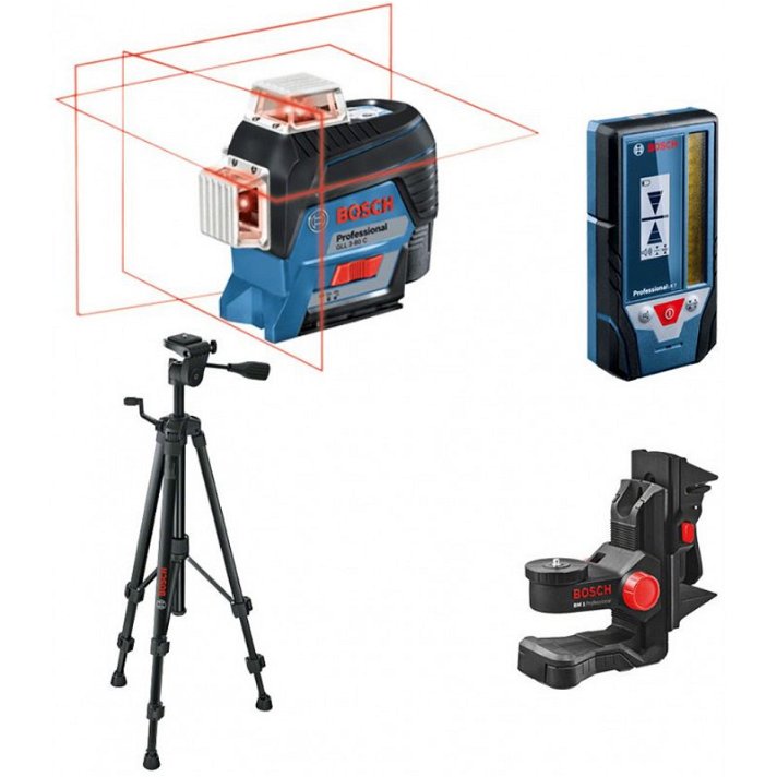Pack de láser profesional vertical y horizontal con bolso y baterías GLL 3-80 C+BM1+LR7+BT150+L-Boxx Bosch