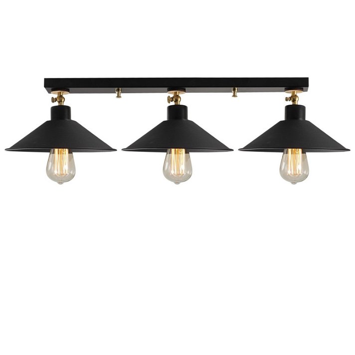 Lámpara de techo de metal para tres luces con un acabado en color negro y cobre Berceste Forme