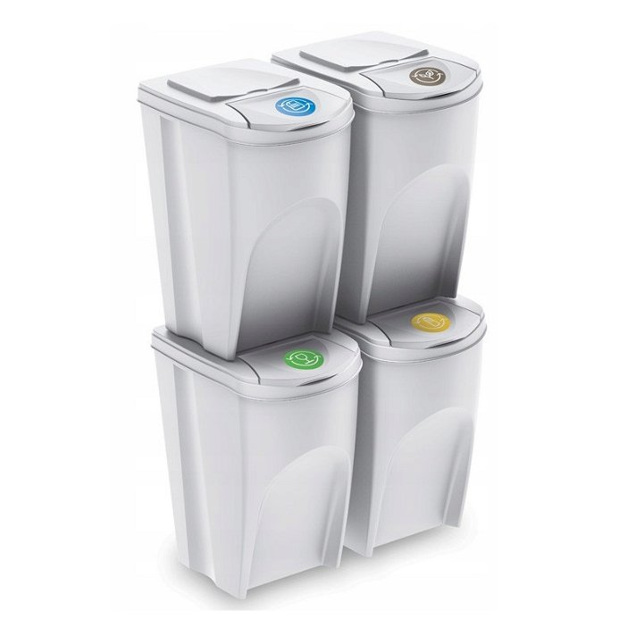 Conjunto de baldes de reciclagem brancos 140 litros Sortibox Diempi