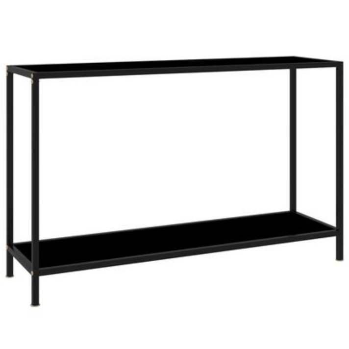 Mesa recibidora de vidrio negra con estante 120 cm Vida XL