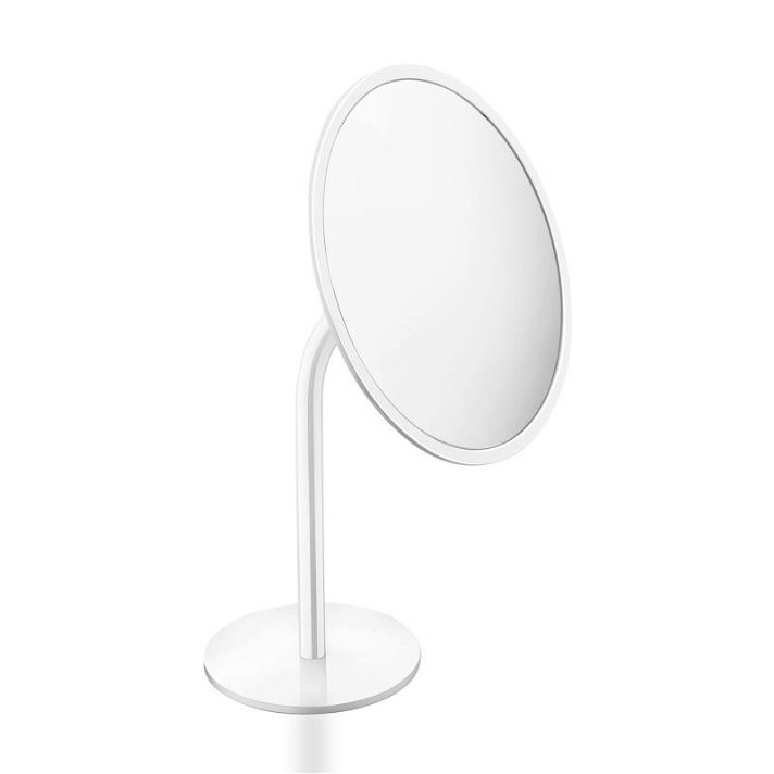Specchio fabbricato in ottone plastica e vetro con finitura di colore bianco lucido BWC Cosmic