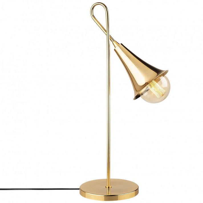 Lámpara de mesa de hierro con pie en espiral en acabado color dorado Sarmal Forme