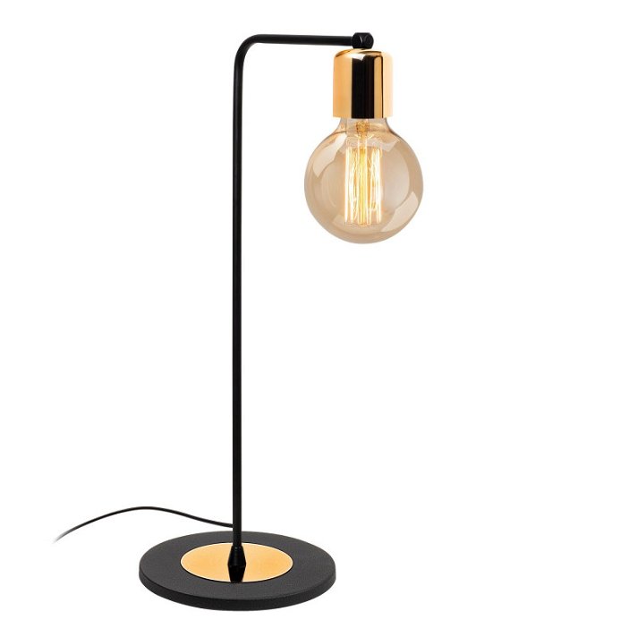 Lámpara de mesa de hierro minimalista con un acabado en color negro y dorado Harput Forme