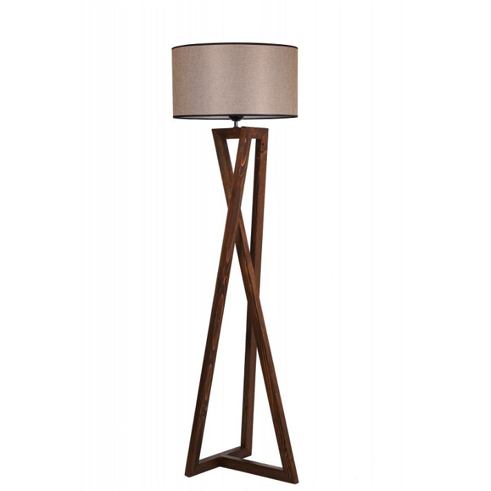 Lámpara de pie en madera de nogal con pantalla cilíndrica beige de 43x150 cm Maçka Forme