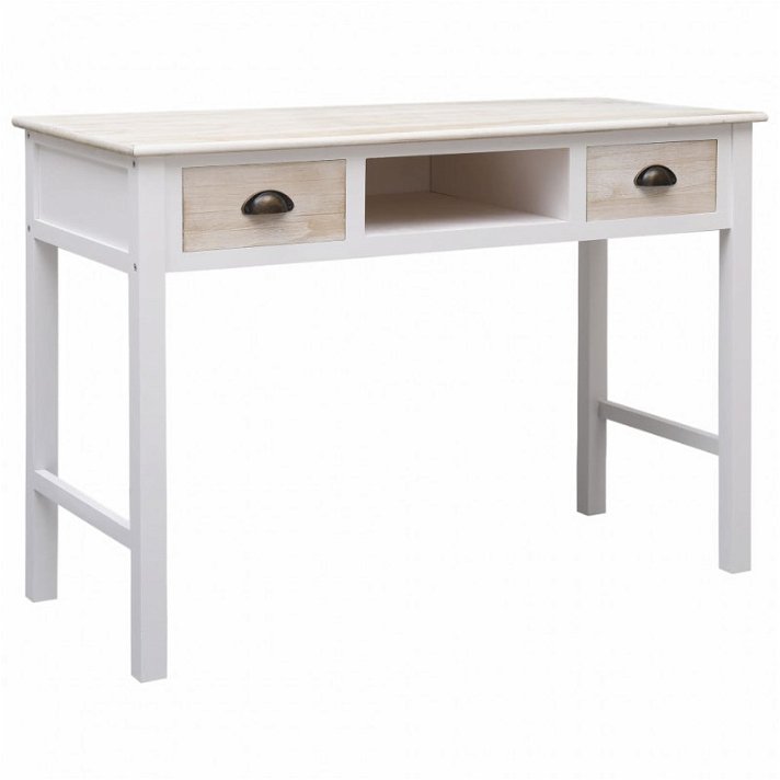 Mesa consola de madera natural y blanco 110x45 cm VidaXL