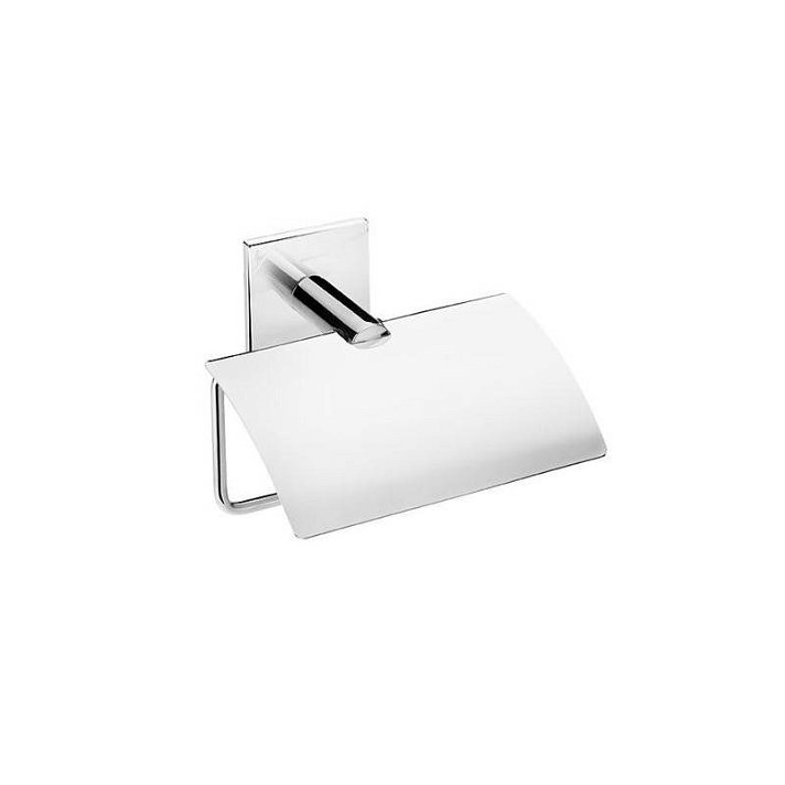 Porta-rolos com tampa para casa de banho de instalação em parede mediante adesivo Duo Square Cosmic