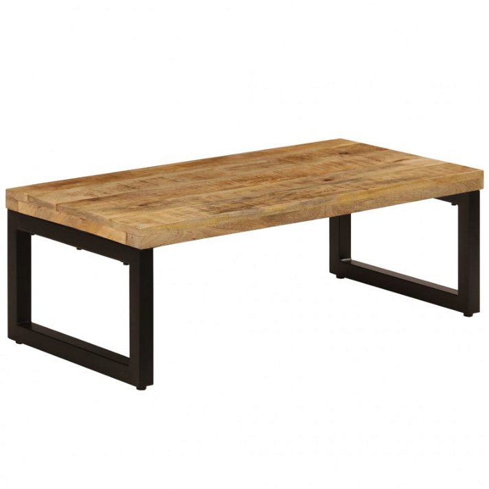 Mesa de centro de madera rústica y acero negro Vida XL