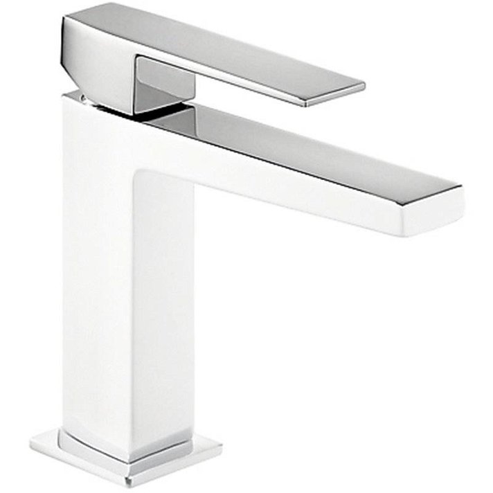 Grifo vertical para lavabo con sistema monomando de acabado Blanco y cromado S SLIM TRES