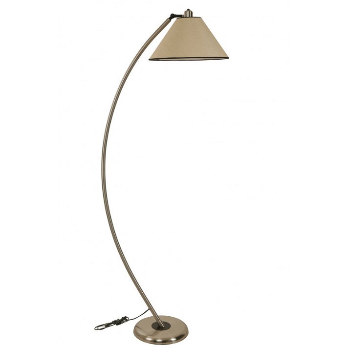 Lámpara de pie de metal con pantalla cónica en acabado color cromo y beige Hilal Forme