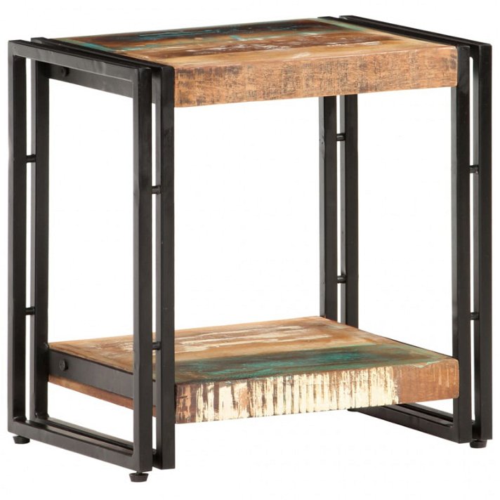 Mesa auxiliar estilo rústico de 40x30 cm fabricada en madera reciclada con acabado multicolor VidaXL
