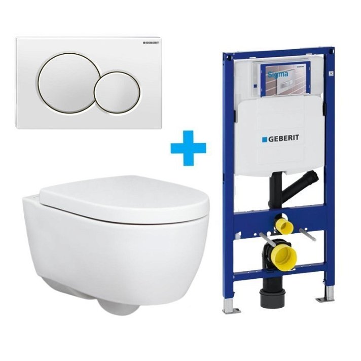 Conjunto de sanita suspensa e acessórios compact Geberit iCon Rimfree