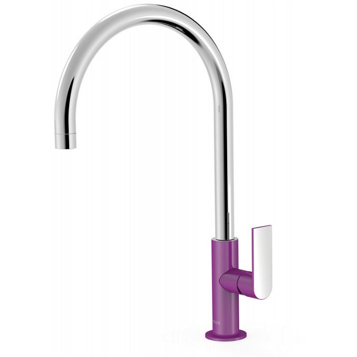 Grifo vertical para lavabo con sistema monomando de acabado violeta en C LOFT XXL TRES