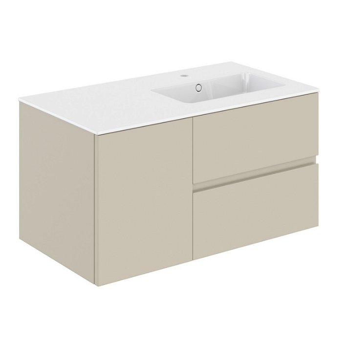 Mueble con lavabo a la derecha de 100,5 cm fabricado en resina sintética y PVC Mod Cosmic